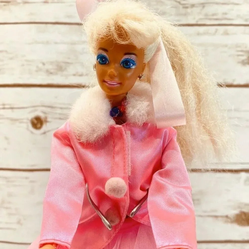 MATTEL BARBIE Doll Pink Jacket Skirt Dress 12" Tall Long Blonde Hair Blue Eyes
